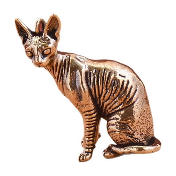 Brass Figurines Cats Statues Shelf Decors Accent Cats Decorative Objects Tabletop Centerpieces for Home Decors