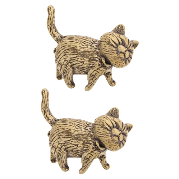 Brass Figurines Cats Statues Shelf Decors Accent Cats Decorative Objects Tabletop Centerpieces for Home Decors