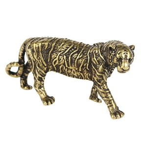 Brass Figurines Tiger Statue Decorative Tiger Model Miniature Home Decor