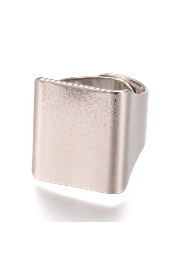 Brass Finger Rings Wide Band Rings Square Platinum 17x19.5mm DIY
