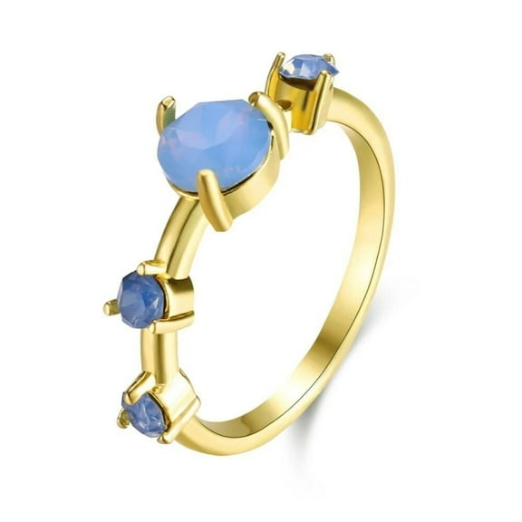 Brass Finger Rings With Opalite Size 9 Gold 18.9Mm P676