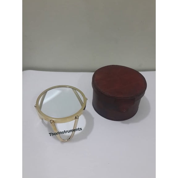 Brass Finish Magnifying Glass With Red Leather Box Home Decor