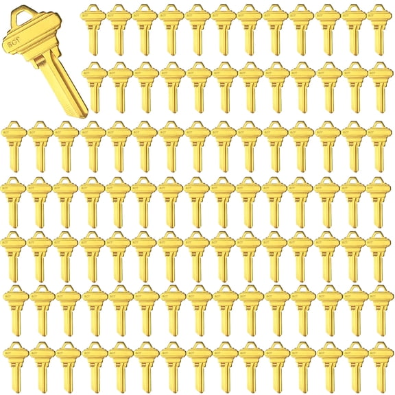 Brass Finish SC1 Key Blanks, Uncut Blank Keys, Pack of 100 Keys