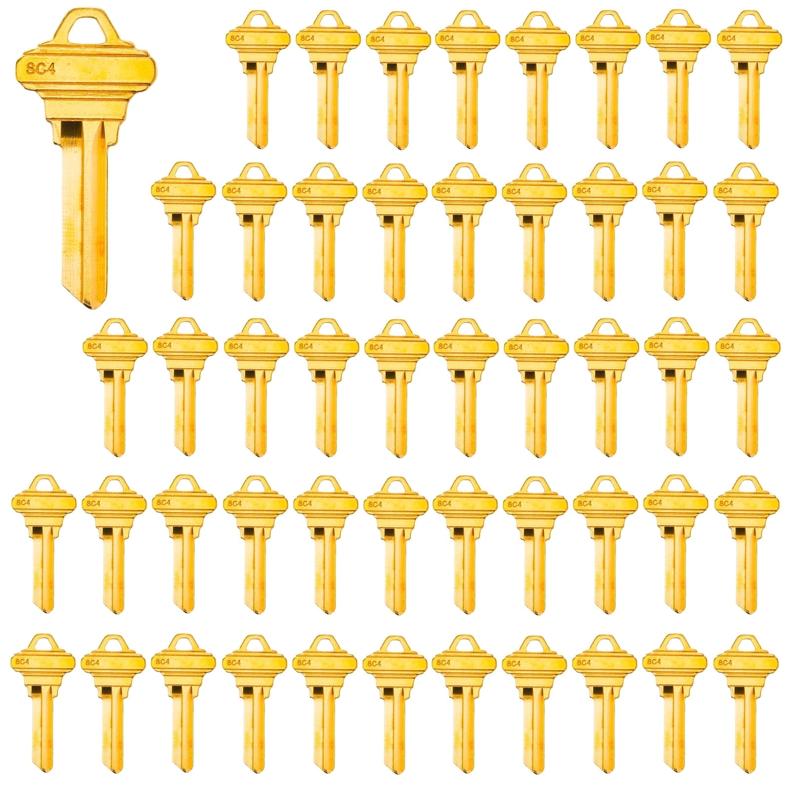 Wah Lin Parts Brass Finish Uncut Key Blanks, SC4 (6SH1) Blank Keys, SC4 ...