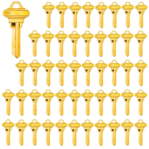 Wah Lin Parts Brass Finish Uncut Key Blanks, SC4 (6SH1) Blank Keys, SC4 Key Blanks 6 Pin (50-Pack)