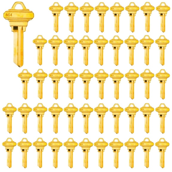 Wah Lin Parts Brass Finish Uncut Key Blanks, SC4 (6SH1) Blank Keys, SC4 Key Blanks 6 Pin (50-Pack)