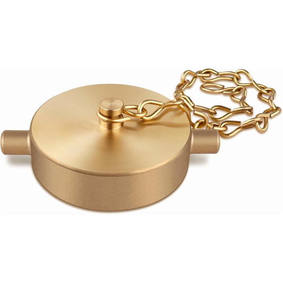 Brass Fire Hose Connection Cap, 1-1/2" NST(NH) Fire Hydrant Adapter Cap with Chain and Pin Lug, Water Hydrant Equipment Connector Cover