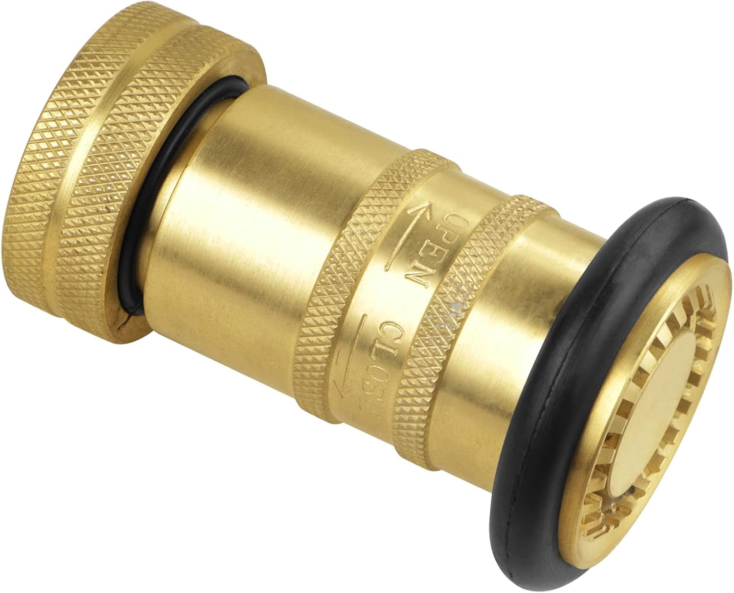 Brass Fire Hose Nozzle 1 Inch NPSH Adjustable Fog and Straight Stream Water Spray for Industrial Use