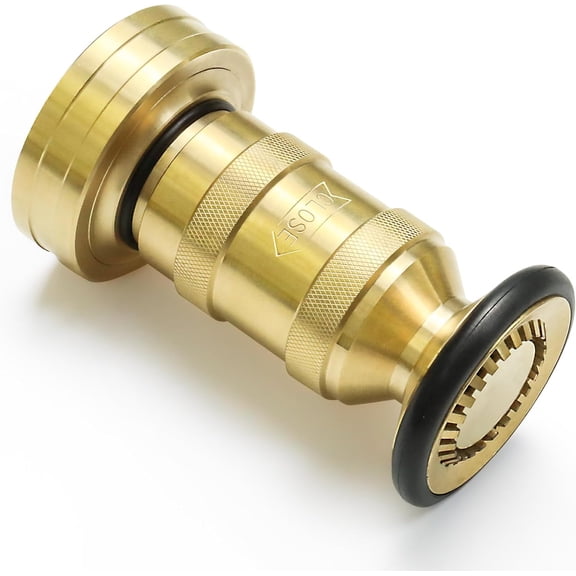 Brass Fire Hose Nozzle 2 Inch NPSH Adjustable Fog and Straight Stream Water Spray for Industrial Use