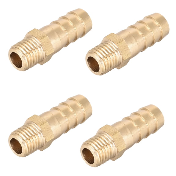Brass Fitting Connector Metric M10x1.25 Male to Barb Hose ID 10mm 4 pcs