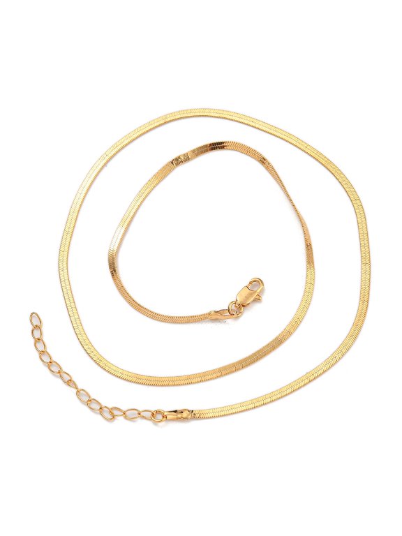 Brass Flat Snake Chain Necklaces for Women Real 18K Gold Plated 17.80~17.91 inch(45.2~45.5cm) DIY