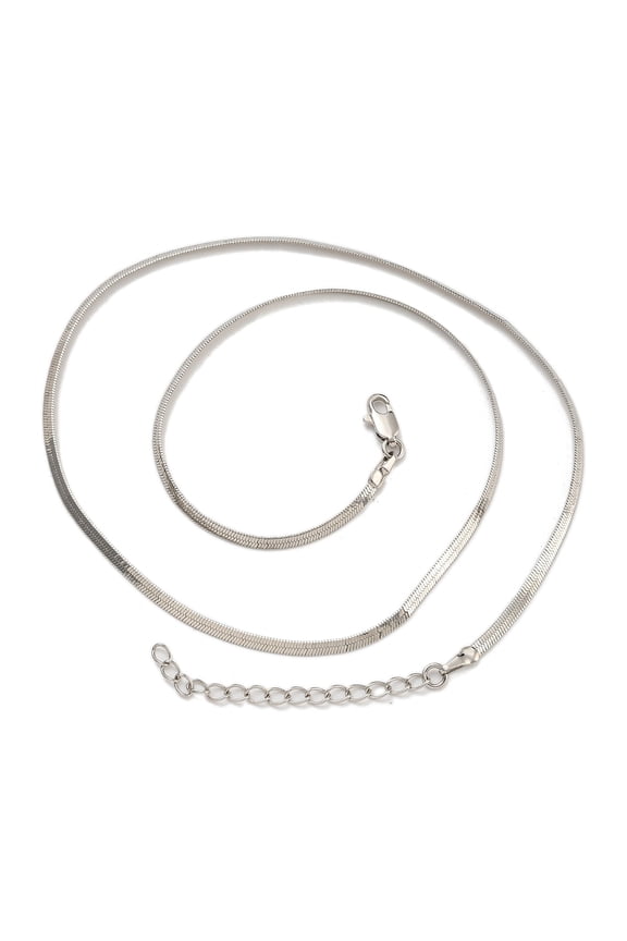 Brass Flat Snake Chain Necklaces for Women Real Platinum Plated 17.80~17.91 inch(45.2~45.5cm)