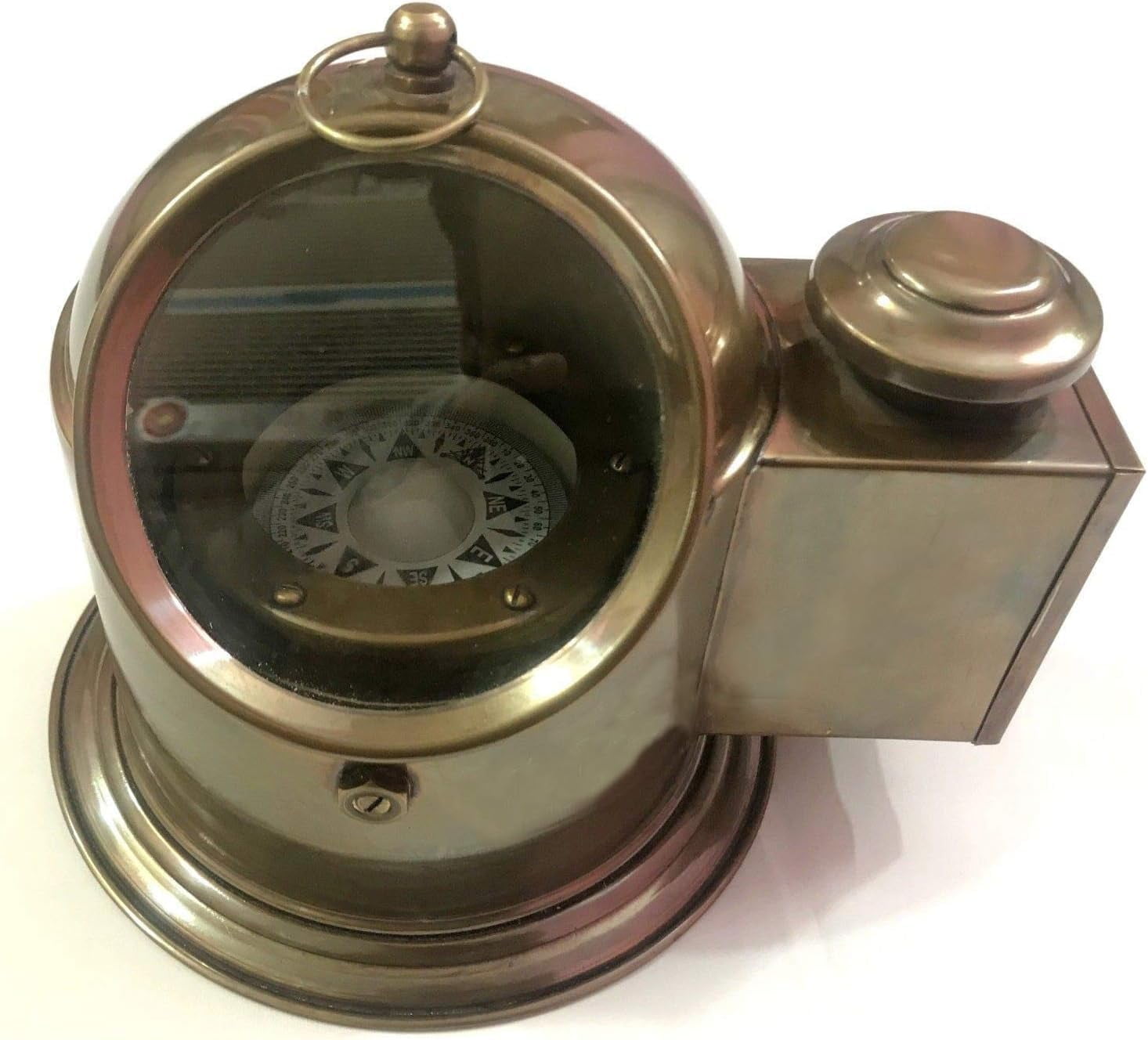 Antico gimbal nautico in ottone Binnacle nave/barca bussola decorazione