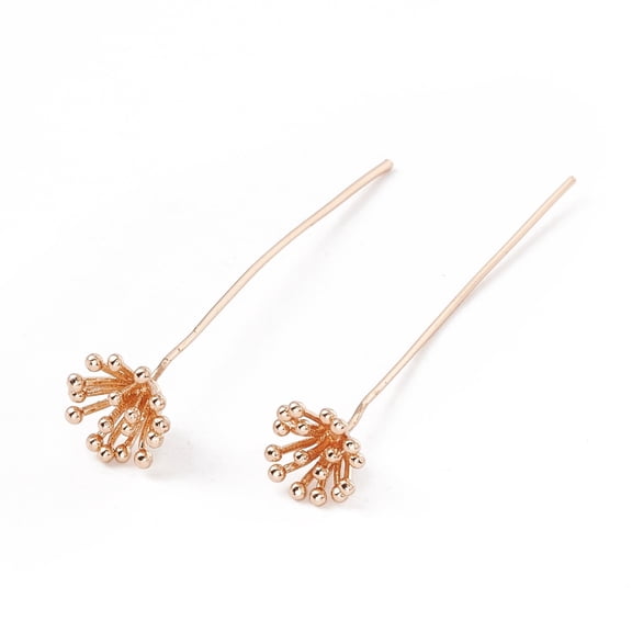 Brass Flower Head Pins Vintage Decorative for Hair DIY Accessory Light golden 56mm Pin: 21 Gauge(0.7mm)