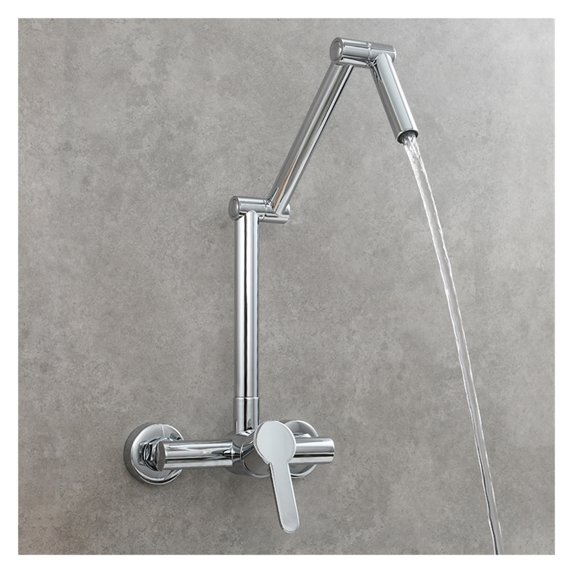 Brass Folding Faucet Wall Mounted Pot Filler Faucet With Three Section Extension Hot And Cold Mixer Tap Single Handle ,Easy to Install