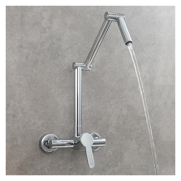 Brass Folding Faucet Wall Mounted Pot Filler Faucet With Three Section Extension Hot And Cold Mixer Tap Single Handle ,Easy to Use