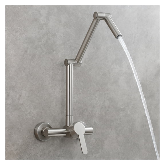 Brass Folding Faucet Wall Mounted Pot Filler Faucet With Three Section Extension Hot And Cold Mixer Tap Single Handle