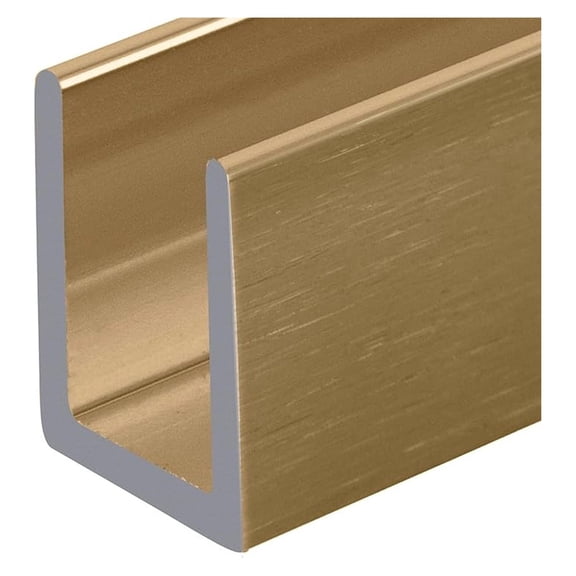 Brass Frameless Shower Door Aluminum Deep U-Channel for 3/8" Thick Glass - 95 in long