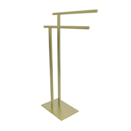 Brass Freestanding Double Towel Rack Brushed Brass
