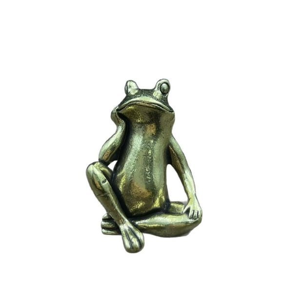 Brass Frog Figurine Brass Lucky Animal Toad Figure Model Statue Sculpture Toy Desktop Feng Shui Decoration Ornament Interesting Festival Gift