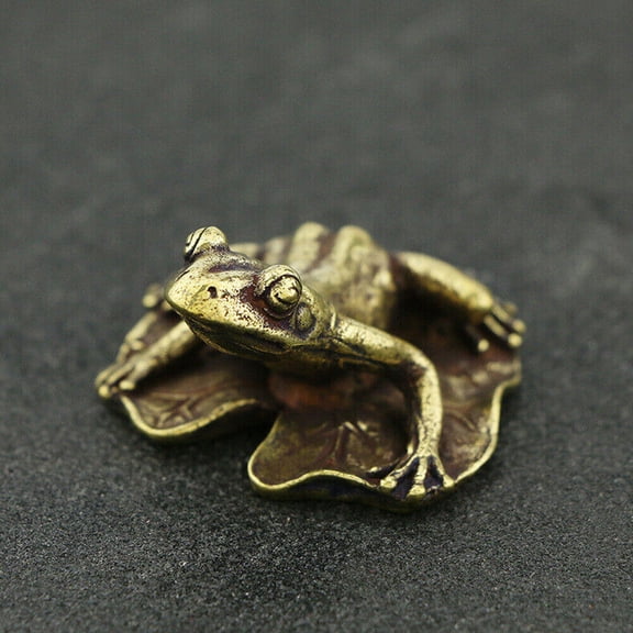 Brass Frog Figurine Statue Home Office Table Decoration Animal Figurines Toy