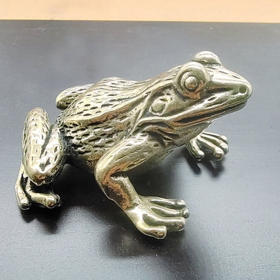 Brass Frog Figurine Statue Home Office Table Decoration Animal Figurines Toys