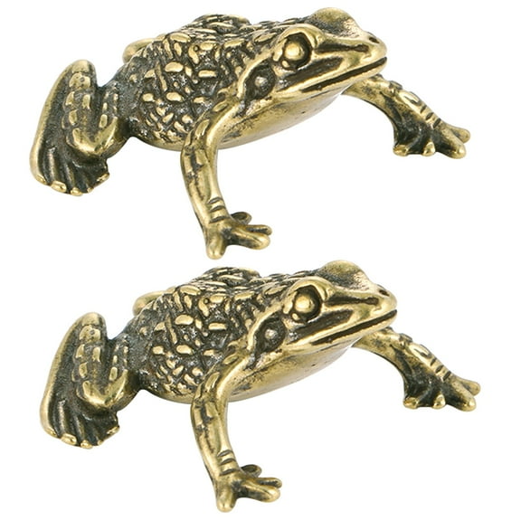 Brass Frog Statue, Vintage Solid Brass Frog Sculpture,Brass Feng Shui Money Frog 2 Pcs