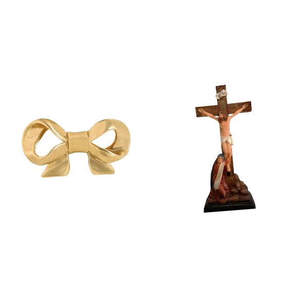 Brass Furniture Handle Bowknot Cabinet Pull Decorative Resin Statue for Kitchen Drawer Dresser Home Tabletop Display