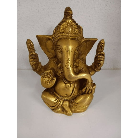Brass Ganesha Statue, 5" Inch Lord Ganesh Statue, Ganpati Murti, Vinayaka Idol, Ganesha idol, Ganesh ji, Elephant God,Hindu God Of Good Luck