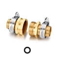 thumbnail image 1 of Brass Garden Hose Repair Connector with Clamps Hose End Repair Kit,Fit for 3/4"Garden Hose Fitting,Male and Female Hose Fittings,1-Set, 1 of 10