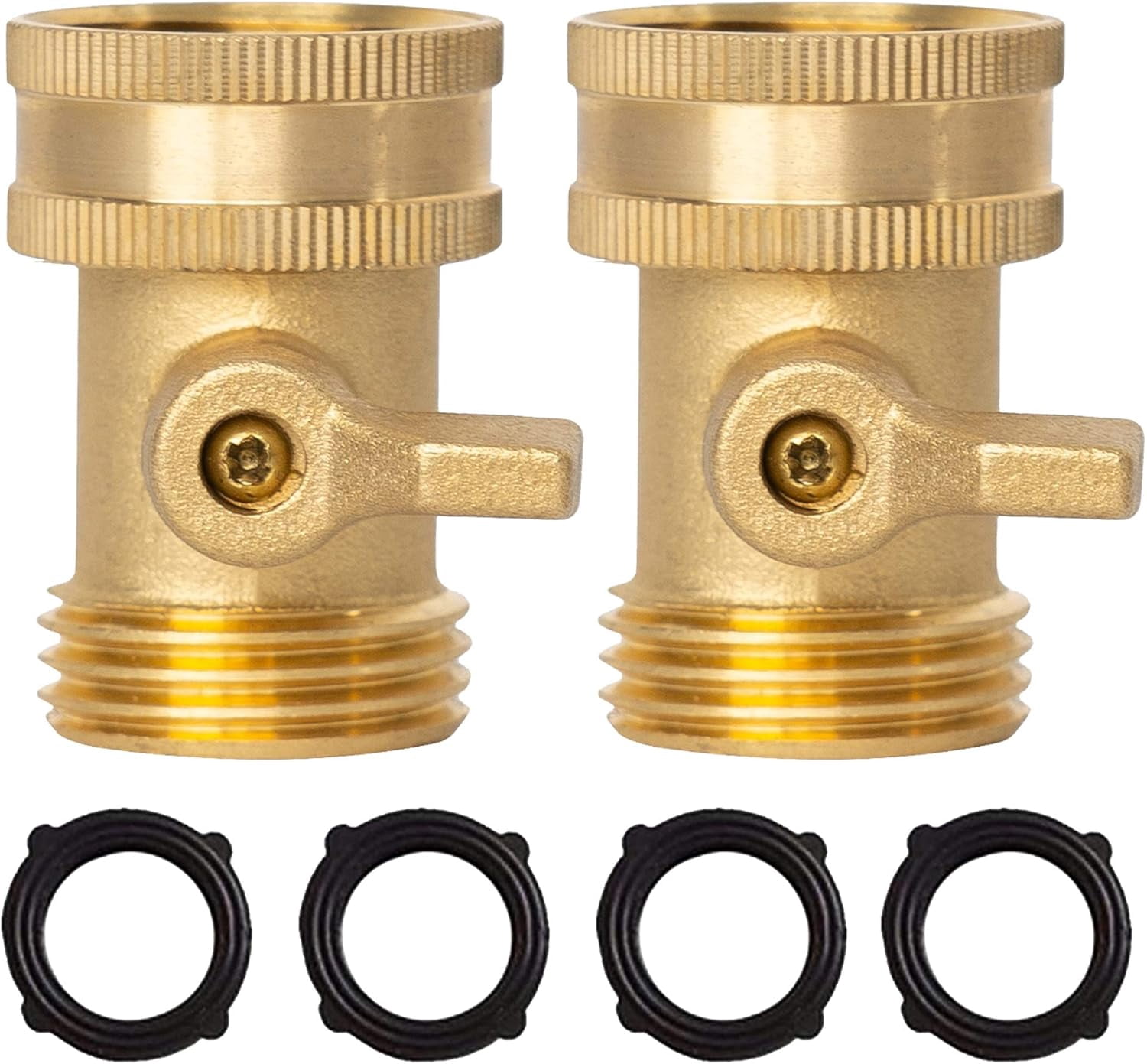 Brass Garden Hose Shut Off Valve, 2 Pack Heavy Duty 3/4 Inch Solid ...