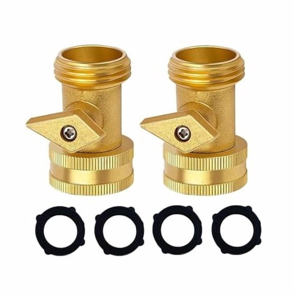 Brass Garden Hose Shut Off Valve,2 Pack Heavy Duty 3/4 Inch Solid Brass Garden Hose Shut Off Valve with 4Pcs Extra Rubber Washers