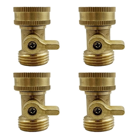 Brass Garden Hose Stop Valve, Heavy Duty 3/4 Inch Solid Brass Garden Hose Stop Valve Garden Hose Connector(4pcs)