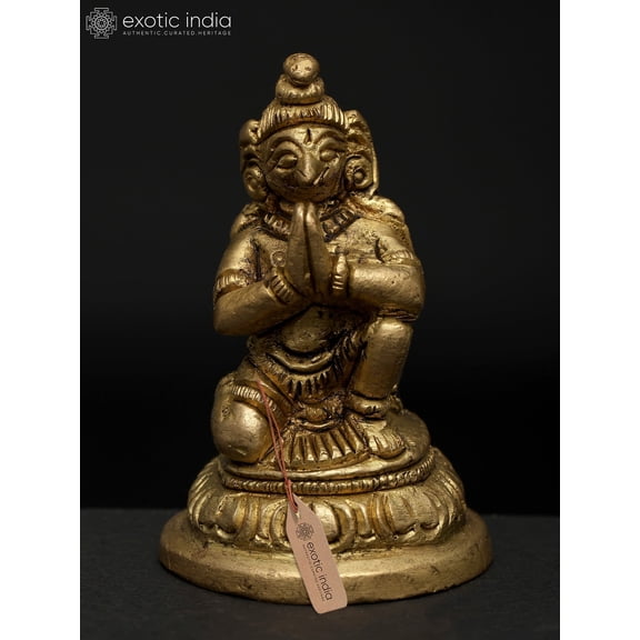 Brass Garuda Idol Namaskar Posture Divine Mount Vishnu