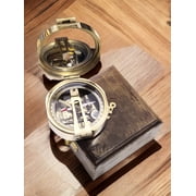 Brass Geological Brunton Compass with Wooden Box, 3-Inch Working Sine Compass for Engineers