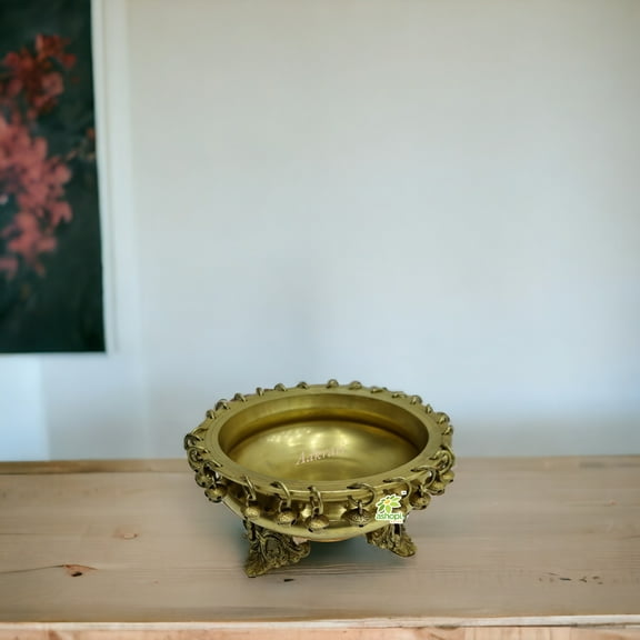Ashopi Decor Brass Ghungroo bells urli Taraditional indian decoe items Brass bells urli| Home decor| (Yellow)