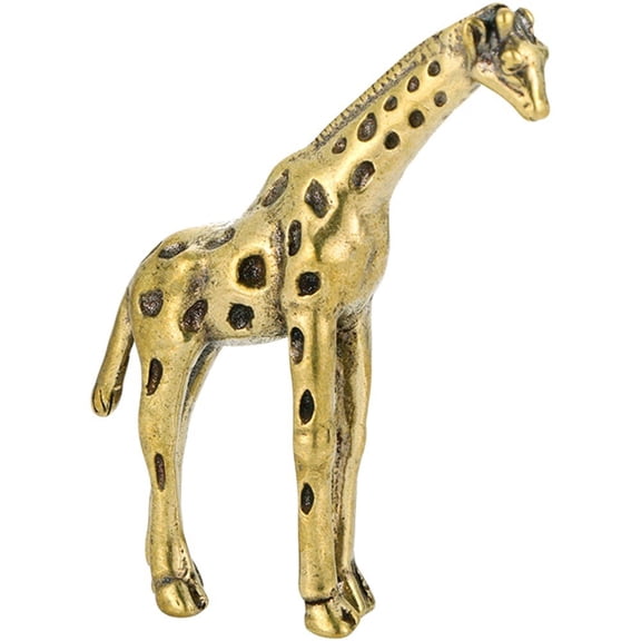 Brass Giraffe Statue Exquisite Animal Figurine Desktop Ornament Vintage Animal Figurines Brass Craft Decor Unique Giraffe Ornament for Home Supplies