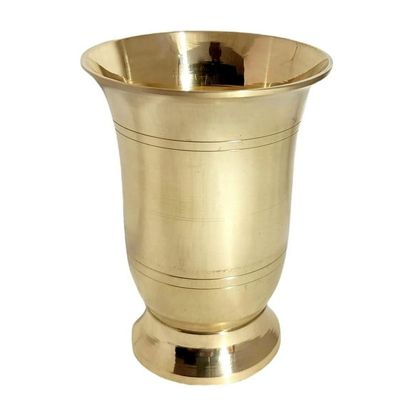 Brass Glass Plain Baby Water Glass for Serving, Drinking Water, Drinkware, Gold, Small Size, Volume -200 ML Each - Set of 1 Piece