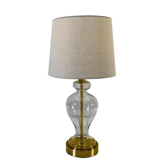 Brass Glass Urn Table Lamp- Oatmeal Shade