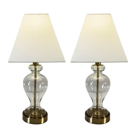 Brass Glass Urn Table Lamp- Square Shade 2 Pack