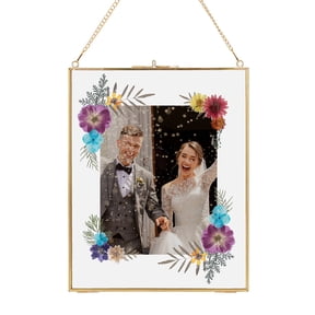 Brass Glass Wall Hanging Photo Frame Rectangle Clear 385mm diy