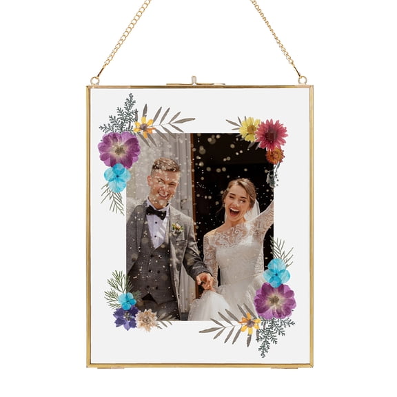 Brass Glass Wall Hanging Photo Frame Rectangle Clear 385mm diy