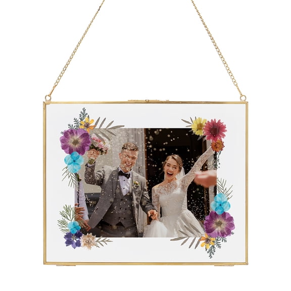 Brass Glass Wall Hanging Photo Frame Rectangle Clear 400mm diy