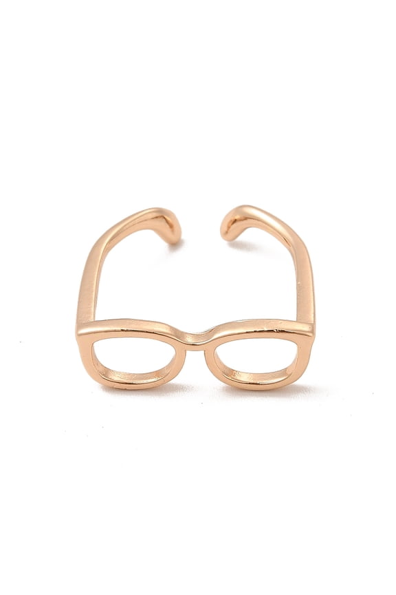 Brass Glasses Frame Open Cuff Ring for Women Light golden Inner Diameter: 17mm