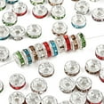 thumbnail image 1 of Brass Grade A Rhinestone Spacer Beads Straight Flange Rondelle Silver Mixed Color 6mm Hole: 1mm diy, 1 of 4
