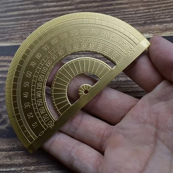 Brass Half Circle Gauge 180 Degree Precision Angle Measuring Tool for Geometry Woodworking Engineering Drafting & Carpentry