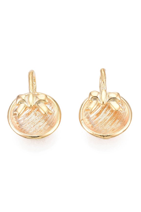 Brass Half Round Cuff Earrings with Bowknot for Women Cadmium Free & Nickel Free & Lead Free Real 18K Gold Plated 14x10x6mm