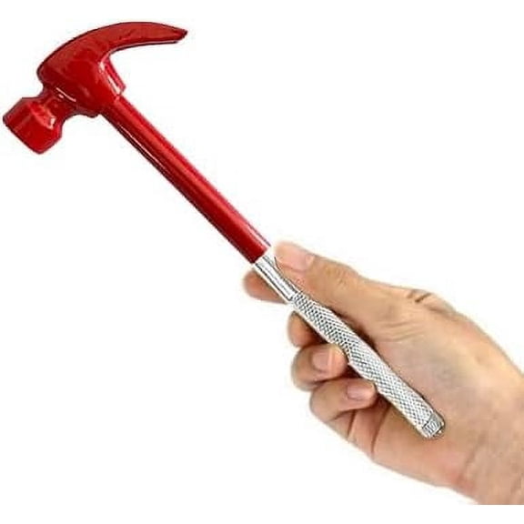 Brass Hammer with Screwdriver, 6 in 1 Small Hammer, Multitool Camping Hammers Set with Slotted/Flat Head Phillips Screwdriver Hand ToolsRED