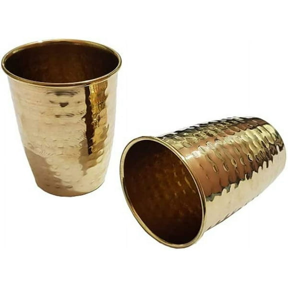 Brass Hammered Design Glass Set (Approx. 250ML), Serveware/Kitchenware/Tableware (Set of 2)