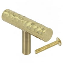 Brass Hammered Drawer Handles Gold Cabinet Pulls T Shaped Knobs for Cupboard Wardrobe Dresser Furniture Hardware